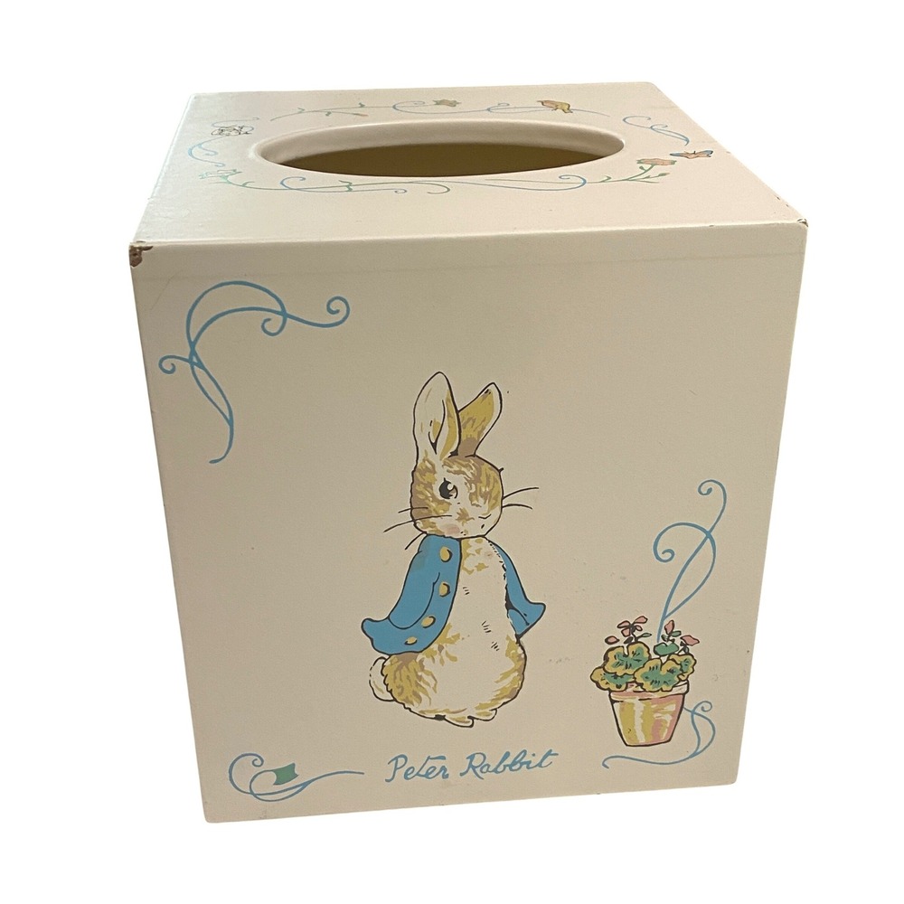 Vintage 1994 Peter Rabbit Wood Tissue Box Cover Beatrix Potter Eden Toys 30105